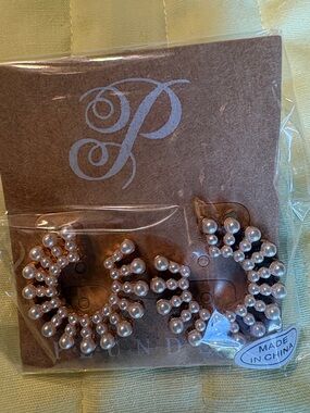 New Plunder Pearl Cluster Hoop Earrings - Ivory Pearls $15